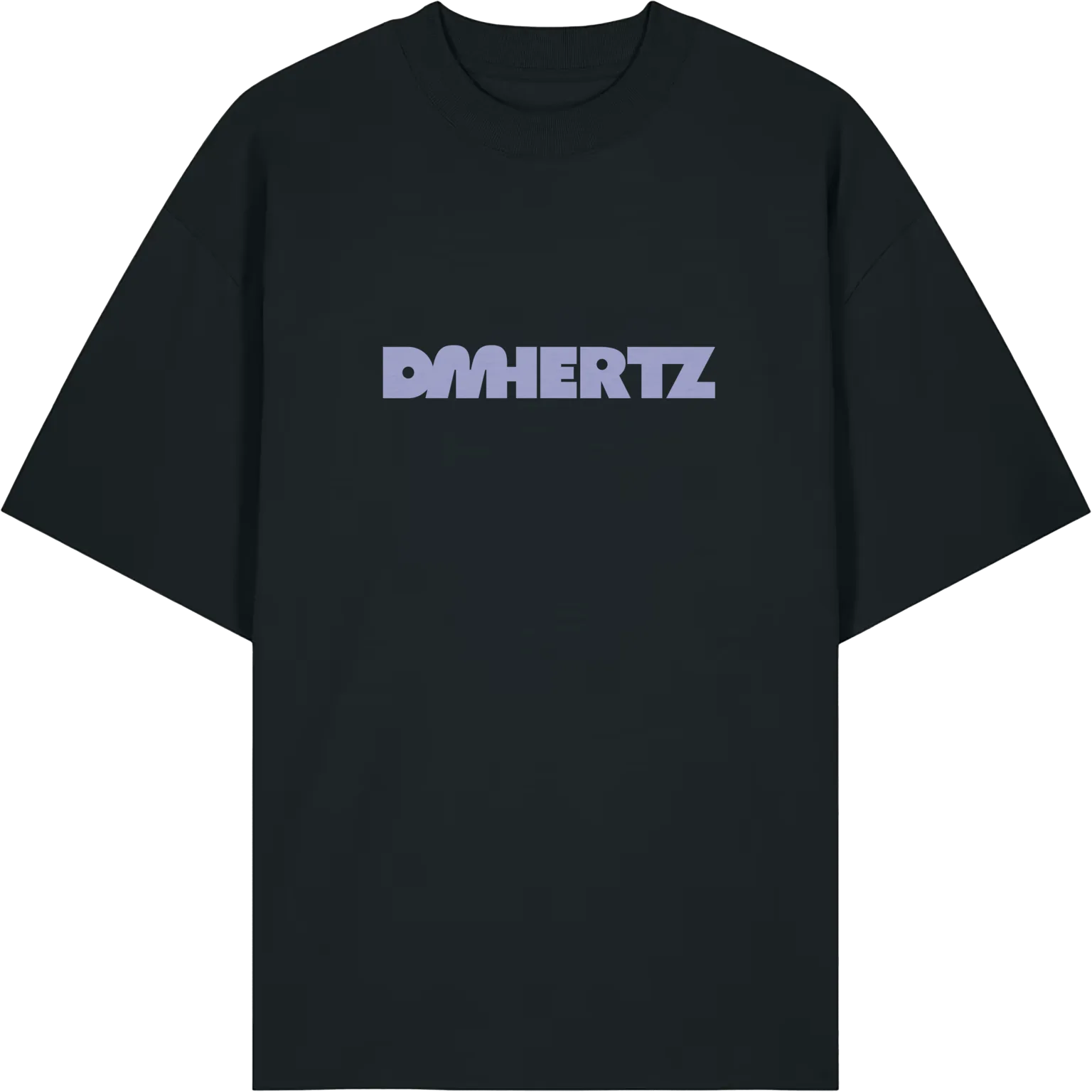T-shirt Totem nera: davanti il logotipo DMHertz stampato in lavanda